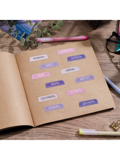 Наклейки-закладки для ежедневника «Месяца», 9 х 18 см