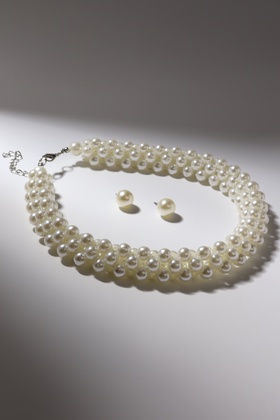 Набор 2 предмета: серьги, колье «Жизель» сплошная нить, цвет белый, 42 см 4685792