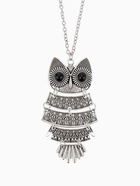 Гарнитур 2 предмета: кулон, серьги «Сова», цвет чернёное серебро, 60 см - Фото 3