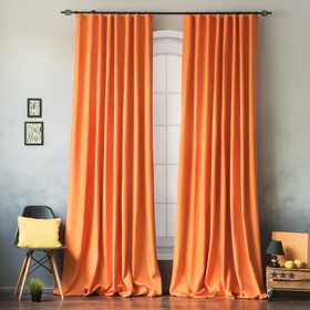 Комплект штор «Билли», размер 170 х 270 см - 2 шт, подхват - 2 шт, цвет оранжевый