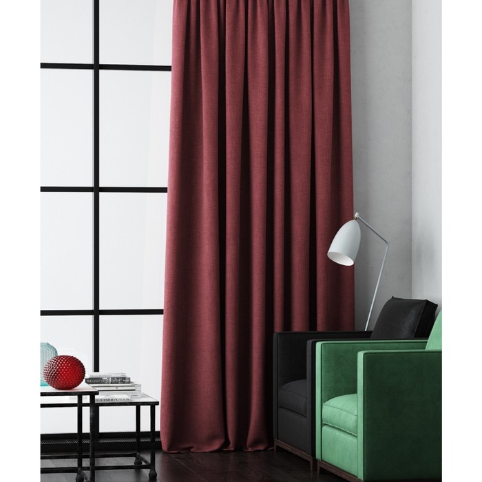 Негорючая портьера «Эклипсо», размер 145 х 280 см, цвет бордовый
