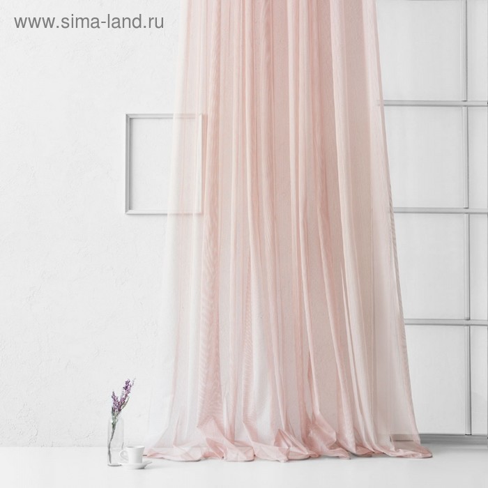 Тюль «Лайнс», размер 300х270 см, цвет розовый - Фото 1