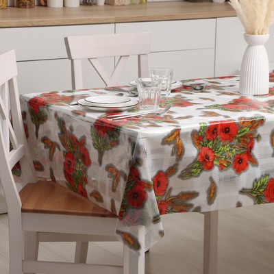 Клеёнка на стол Доляна «Маки», ширина 137 см, толщина 0.08 мм, рулон 30 м