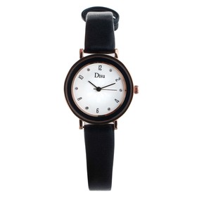 Часы наручные кварцевые женские "Ачерра", d-3.5 см, черный ремешок