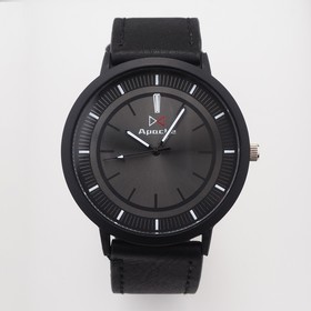Часы наручные кварцевые мужские "Арес", d-4.5 см, черный ремешок