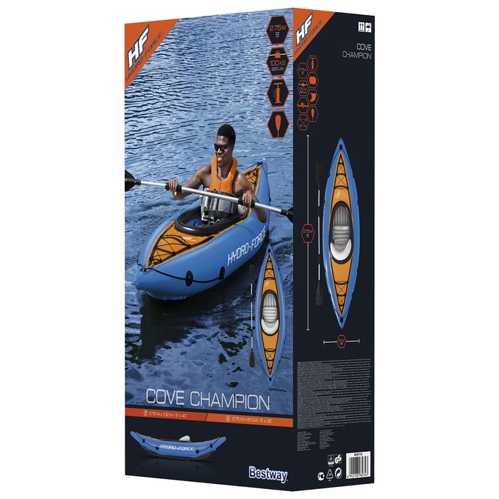 Лодка надувная Cove Champion, 275 x 81 см, вёсла, насос, 65115 Bestway - фото 1911423162