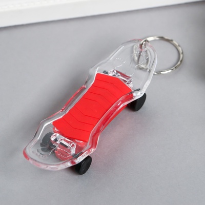 Фонарик брелок для ключей на кольце «Скейтборд», мигает, 1.7×8.2×2.8 см, МИКС