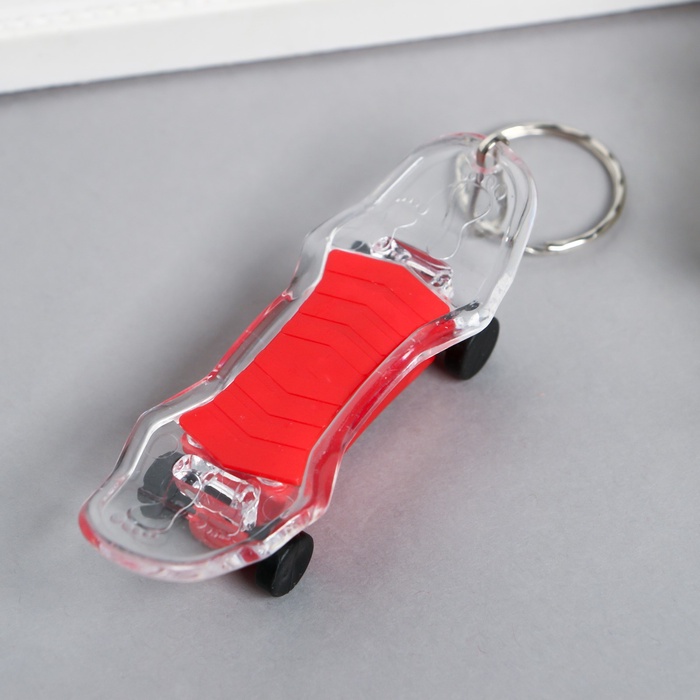 Фонарик брелок для ключей на кольце «Скейтборд», мигает, 1.7×8.2×2.8 см, МИКС