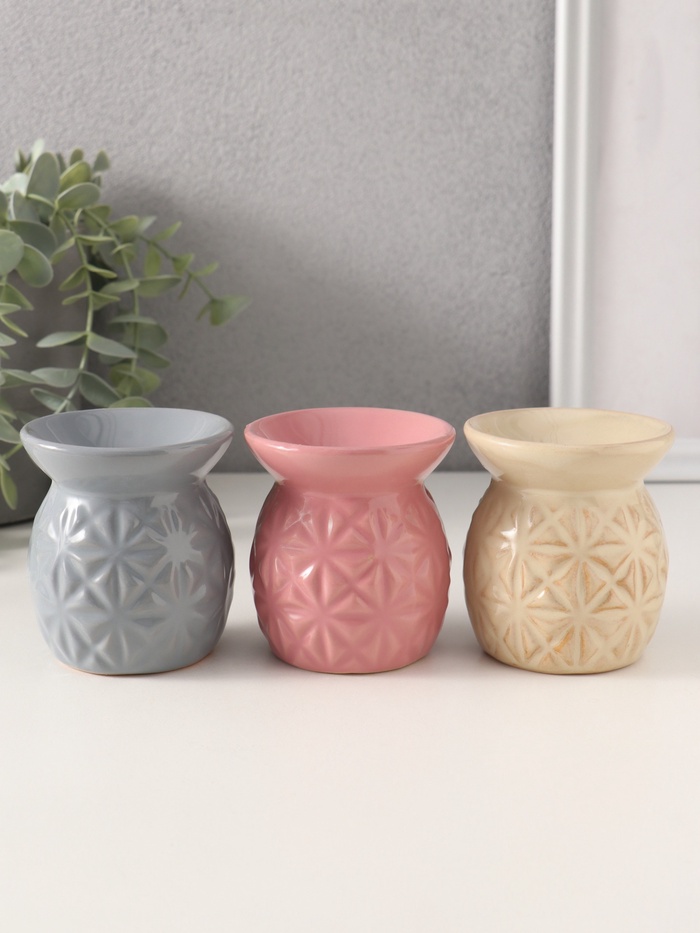 Аромалампа для эфирных масел «Рисунок из треугольников», керамика, 7.5×6.5×6.5 см, МИКС - Фото 1