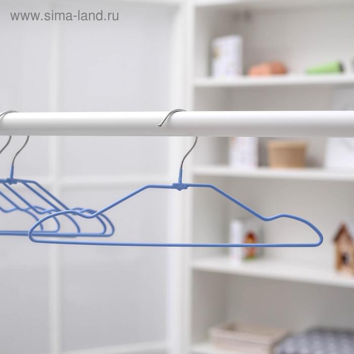 Плечики для одежды детские антискользящие, размер 32-34, металл, ПВХ покрытие, цвет мятный - Фото 1