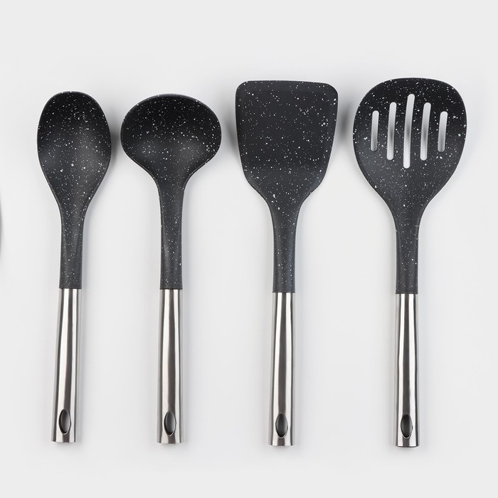 Набор кухонных принадлежностей Доляна «Космос», 4 предмета, чёрный - Фото 1