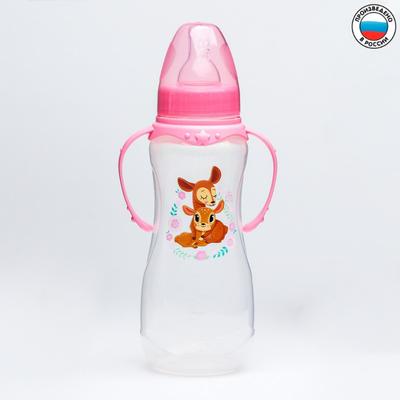 Бутылочка для кормления M&B «Оленята: мамы и малыши», классическое горло, с ручками, от 3 мес., 250 мл., приталенная