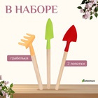 Набор садового инструмента, 3 предмета: рыхлитель, совок, грабли, длина 20 см, Greengo - Фото 2