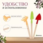 Набор садового инструмента, 3 предмета: рыхлитель, совок, грабли, длина 20 см, Greengo - Фото 3