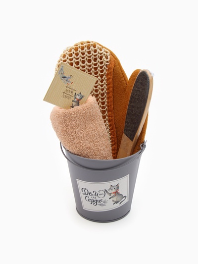 Набор подарочный «Этель» Home sweet home, полотенце, щётка, мочалка