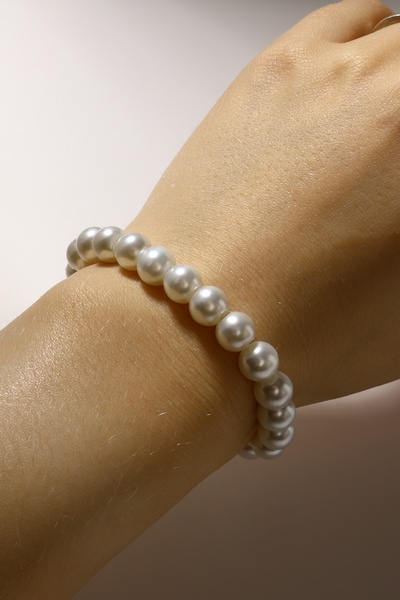 Набор 3 предмета: серьги, бусы, браслет, цвет белый, 45 см