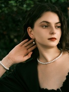 Набор 3 предмета: серьги, бусы, браслет, белый, 40-45 см - Фото 6