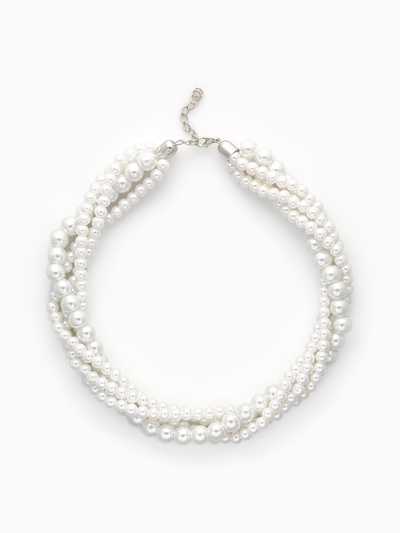 Бусы «Жгут» с жемчугом, шар №6.10, белые, L=45 см