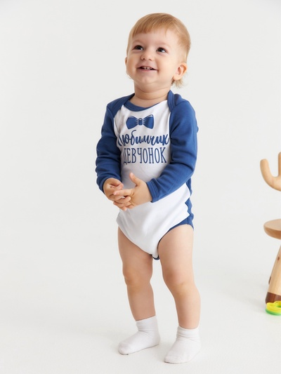 Боди Крошка Я «Любимчик девчонок», рост 68-74 см, белое/синее
