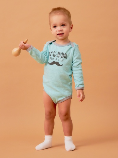 Боди Крошка Я «Красавчик», рост 80-86 см, голубое