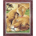 Ткань-схема на габардине для вышивки бисером и крестом Мамы и их зверята «Заботливый львёнок»   4827 - фото 298293341