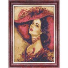 Канва с нанесенным рисунком для вышивки крестом «Дама в шляпе», элит серия, 23х30 см - фото 298293348