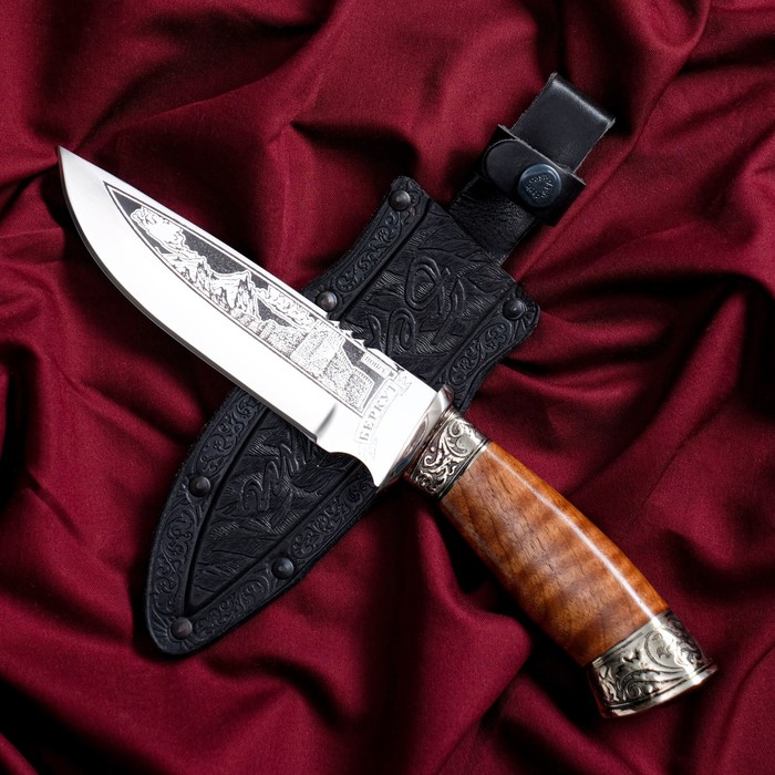 Нож кавказский, туристический "Беркут" с ножнами, гардой, сталь - 40х13, 15 см - фото 1926051976