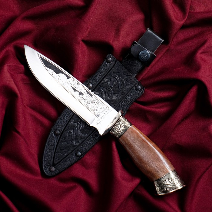 Нож кавказский, туристический "Беркут" с ножнами, гардой, сталь - 40х13, 15 см - фото 1926051977