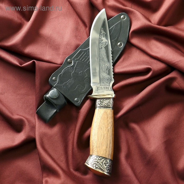 Нож кавказский, туристический "Викинг" с ножнами, гардой, сталь - 40х13, 14.5 см - Фото 1