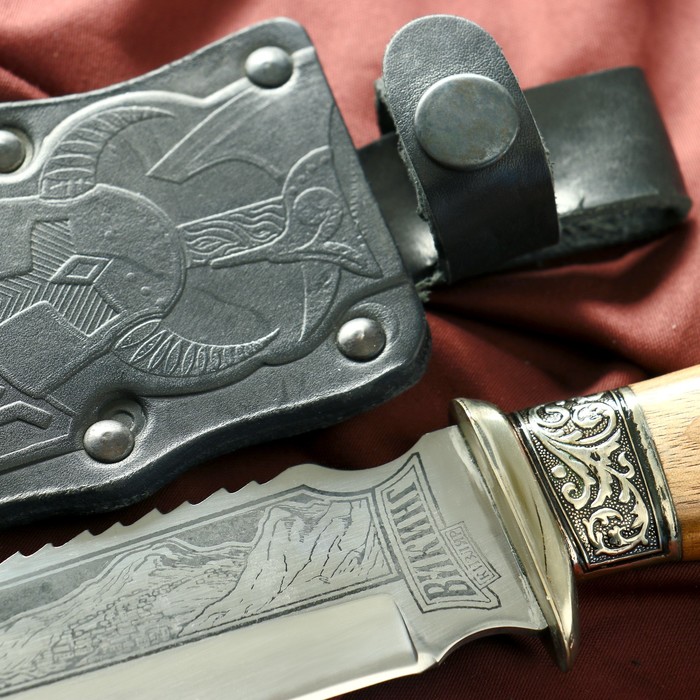 Нож кавказский, туристический "Викинг" с ножнами, гардой, сталь - 40х13, 14.5 см - фото 1905624292