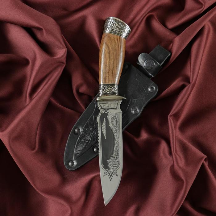 Нож кавказский, туристический "Викинг" с ножнами, гардой, сталь - 40х13, 14.5 см - фото 1926051989