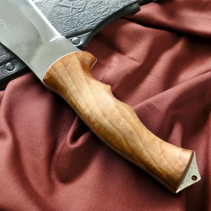 Нож кавказский, разделочный "Флибустьер" с ножнами, сталь - 40х13, сталь - орех, 16 см - фото 1905624317