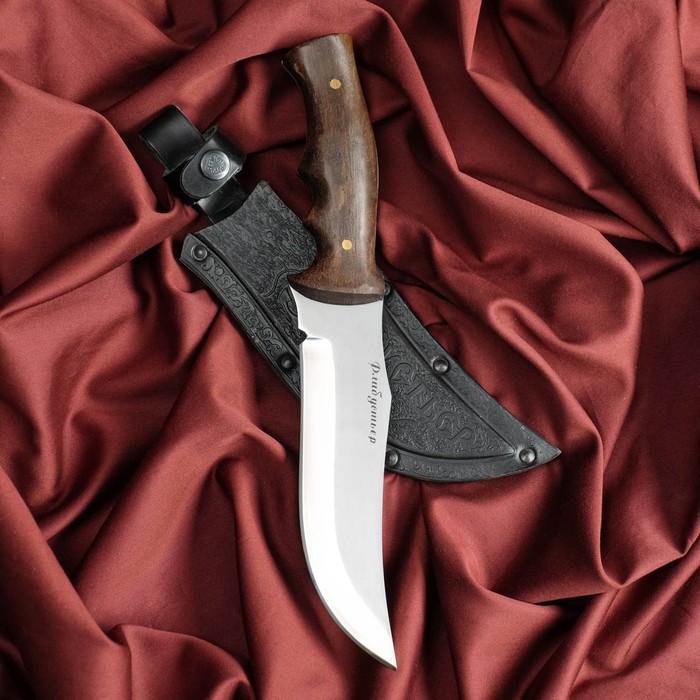 Нож кавказский, разделочный "Флибустьер" с ножнами, сталь - 40х13, сталь - орех, 16 см - фото 1905624320