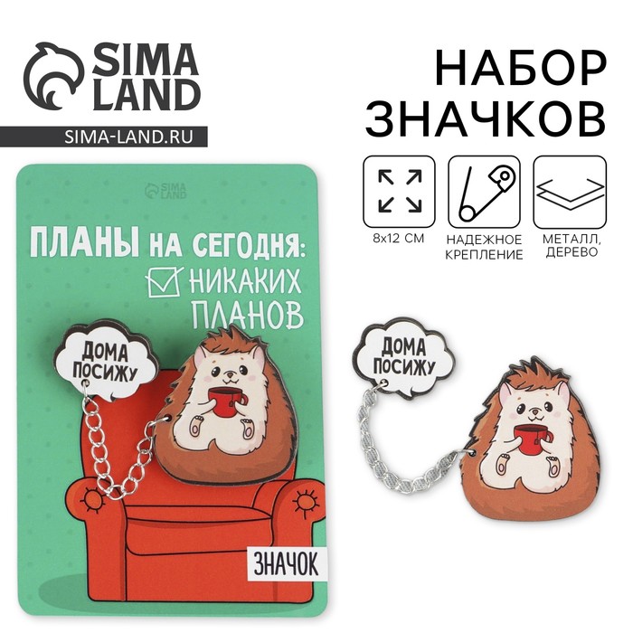 Значки на цепочке «Дома посижу», 8×12 см