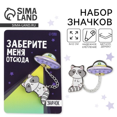 Значок на цепочке «Заберите меня», набор 2 шт., 8×12 см