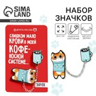 Значки на цепочке «Котик», 8×12 см, набор 2 шт. - Фото 1