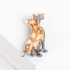 Брошь «Котёнок» с бабочкой на носу, цвет чёрно-золотой - фото 22685559