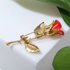 Брошь «Роза», цвет красно-зелёный в золоте - Фото 3