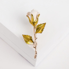 Брошь «Роза», цвет бело-зелёный в золоте - Фото 1