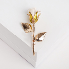 Брошь «Роза», цвет бело-зелёный в золоте - Фото 2