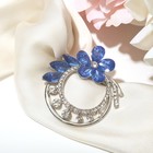 Зажим для платка «Цветок», цвет бело-синий в сером металле - Фото 3