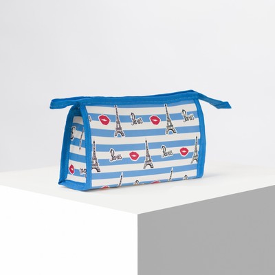 Косметичка треугольная, отдел на молнии, цвет белый/голубой