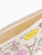 Косметичка на молнии, треугольная, маленькая, с принтом, бежевая - Фото 2