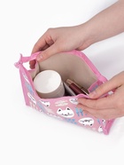 Косметичка на молнии, треугольная, средняя, с принтом, розовая - Фото 2