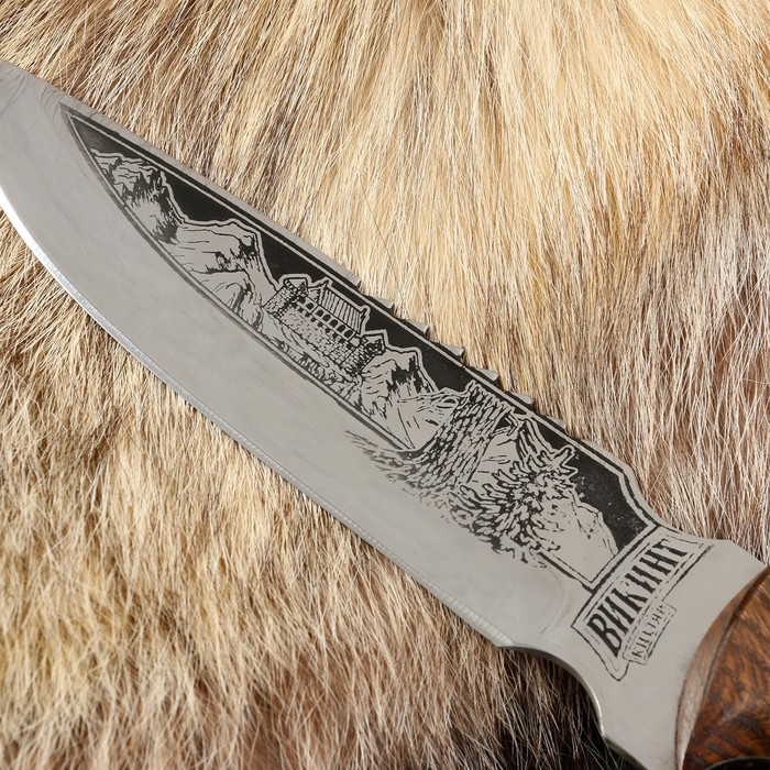 Нож кавказский, туристический "Викинг" с ножнами, сталь - 40х13, вощеный орех, 14.5 см - фото 1926052095