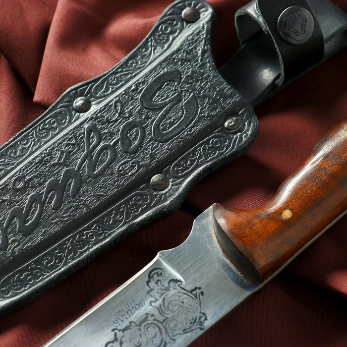 Нож кавказский, туристический "Зодиак" с ножнами, сталь - 40х13, вощеный орех, 14.5 см - фото 1905624419