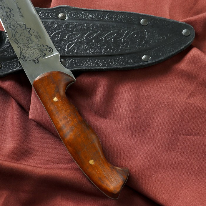 Нож кавказский, туристический "Зодиак" с ножнами, сталь - 40х13, вощеный орех, 14.5 см - фото 1905624421