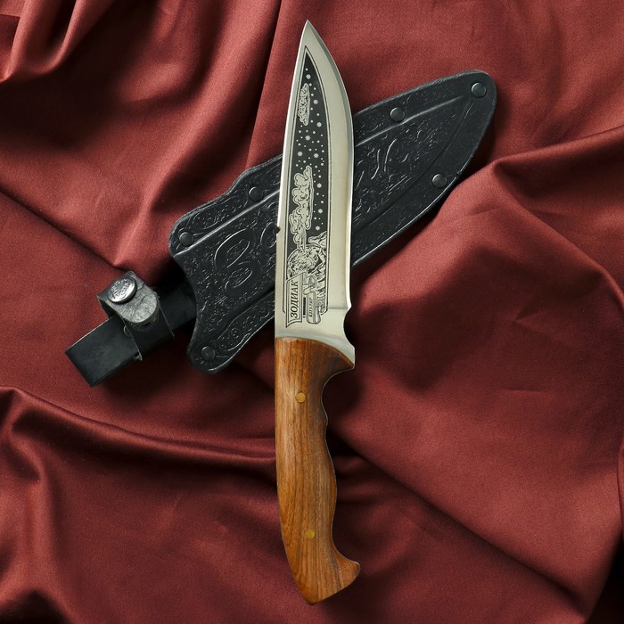 Нож кавказский, туристический "Зодиак" с ножнами, сталь - 40х13, вощеный орех, 14.5 см - фото 1905624423
