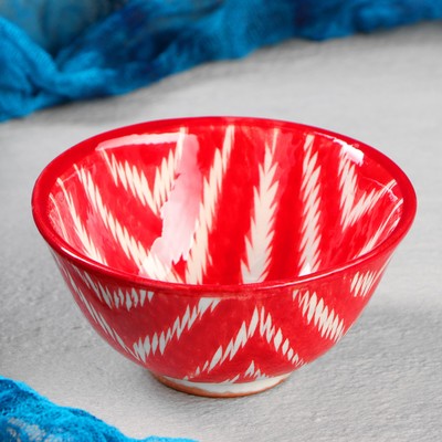 Пиала чайная Риштанская Керамика «Атлас», 200 мл, d=11.5 см, красная