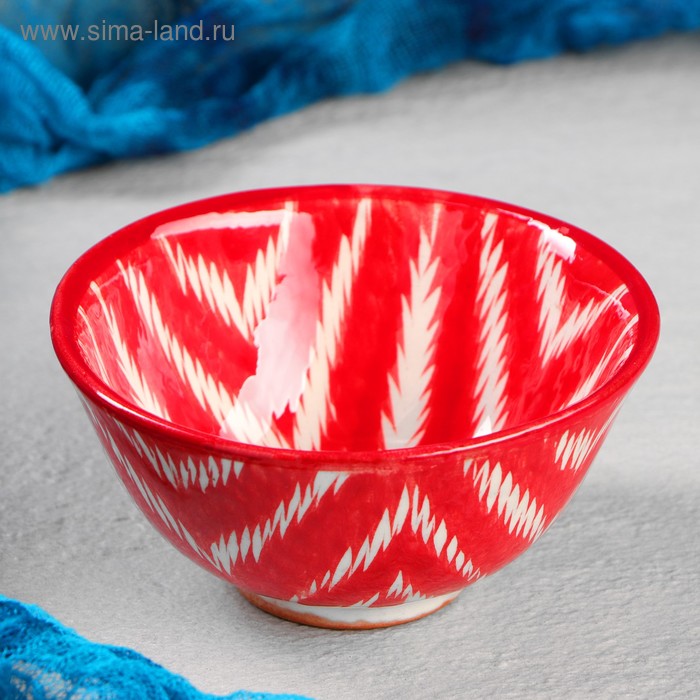 Пиала чайная Риштанская Керамика «Атлас», 200 мл, d=11.5 см, красная - Фото 1